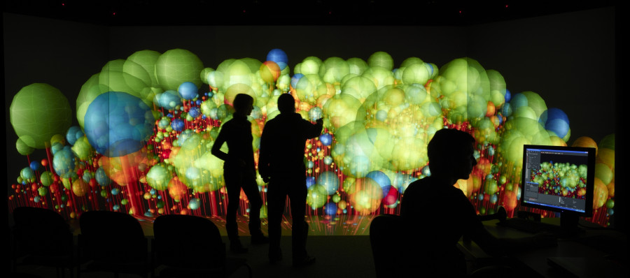 3D-Projektion eines Waldmodells im Visualisierungszentrum des UFZ, André Künzelmann/UFZ