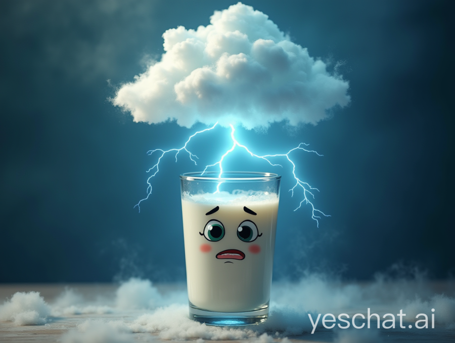 KI-generirtes Bild: Sauere Milch bei Gewitter